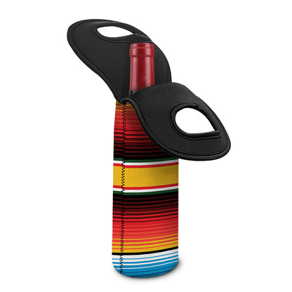 Ethnic Serape Blanket Pattern Print Single Neoprene Wine Tote