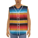 Ethnic Serape Blanket Pattern Print Sleeveless Baseball Jersey