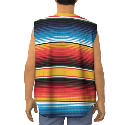 Ethnic Serape Blanket Pattern Print Sleeveless Baseball Jersey