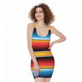 Ethnic Serape Blanket Pattern Print Sleeveless Bodycon Dress