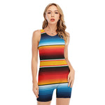 Ethnic Serape Blanket Pattern Print Sleeveless One Piece Swimsuit