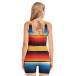 Ethnic Serape Blanket Pattern Print Sleeveless One Piece Swimsuit
