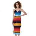 Ethnic Serape Blanket Pattern Print Slim Fit Midi Cami Dress