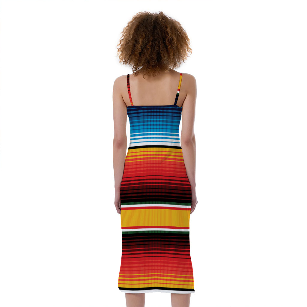 Ethnic Serape Blanket Pattern Print Slim Fit Midi Cami Dress