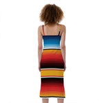 Ethnic Serape Blanket Pattern Print Slim Fit Midi Cami Dress