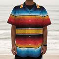 Ethnic Serape Blanket Pattern Print Textured Short Sleeve Shirt
