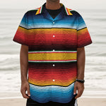 Ethnic Serape Blanket Pattern Print Textured Short Sleeve Shirt