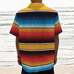 Ethnic Serape Blanket Pattern Print Textured Short Sleeve Shirt