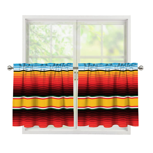 Ethnic Serape Blanket Pattern Print Tier Curtains