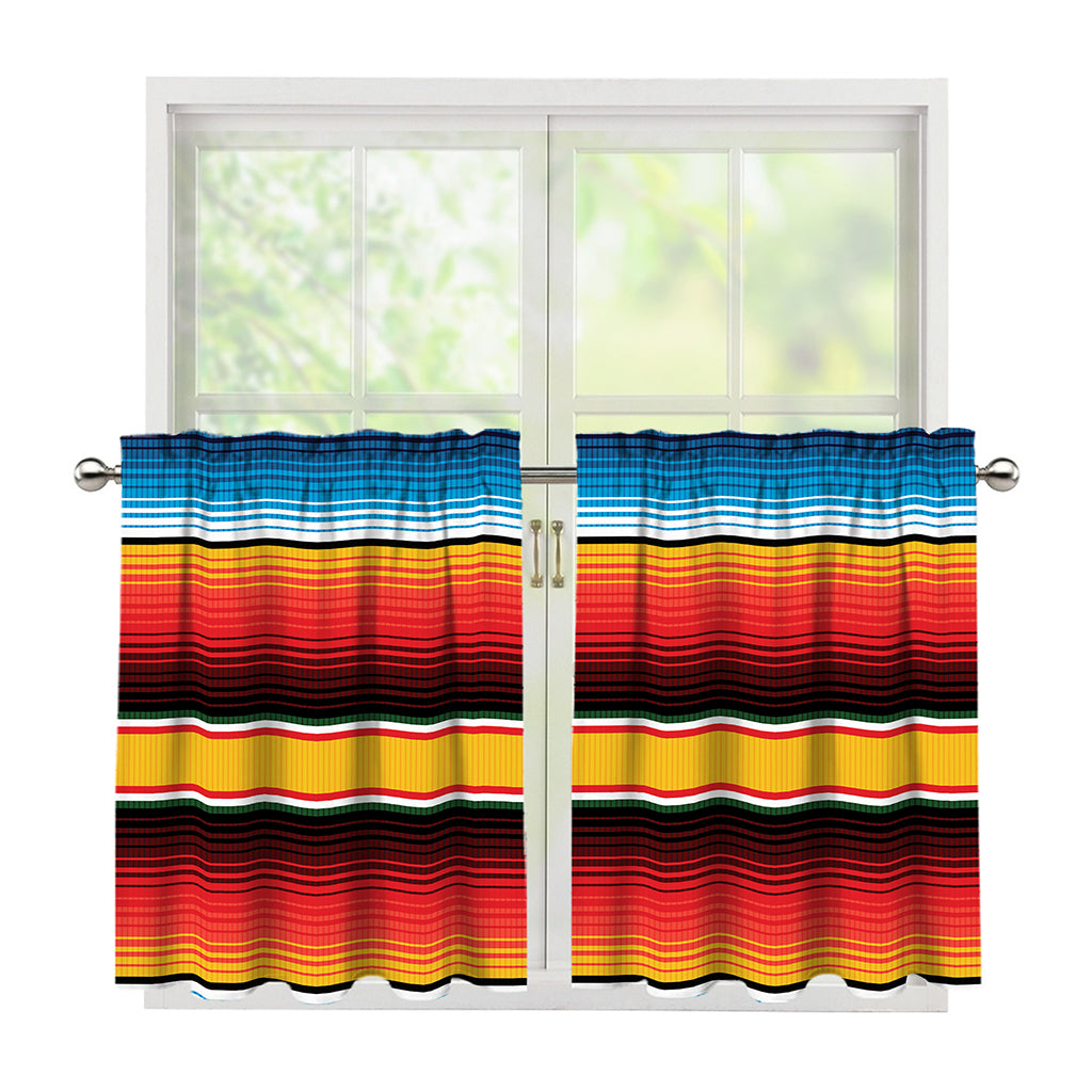 Ethnic Serape Blanket Pattern Print Tier Curtains