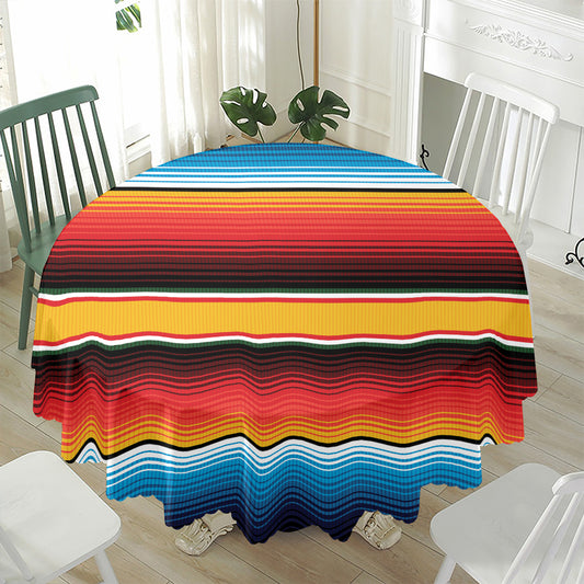 Ethnic Serape Blanket Pattern Print Waterproof Round Tablecloth