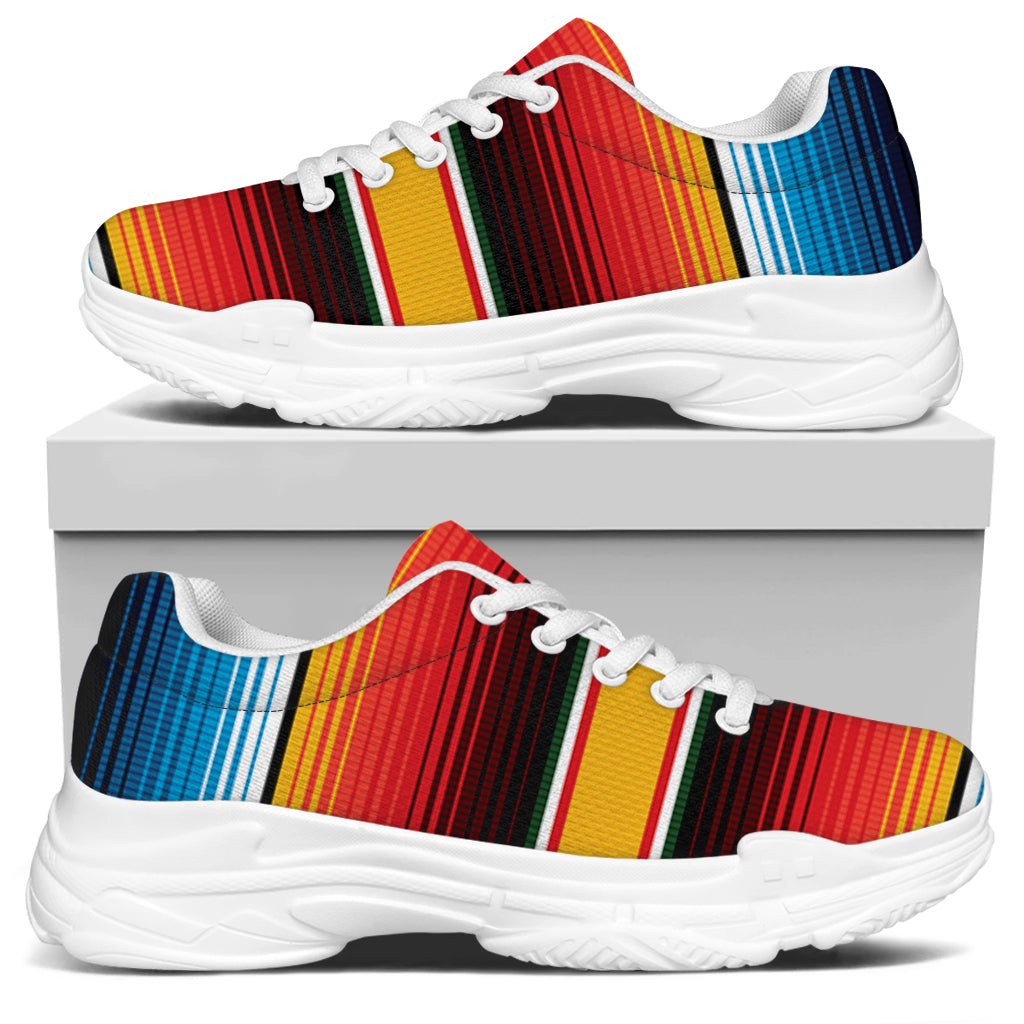Ethnic Serape Blanket Pattern Print White Chunky Shoes