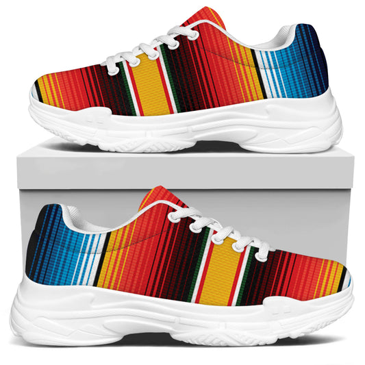 Ethnic Serape Blanket Pattern Print White Chunky Shoes