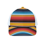Ethnic Serape Blanket Pattern Print White Mesh Trucker Cap