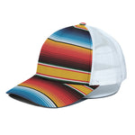 Ethnic Serape Blanket Pattern Print White Mesh Trucker Cap