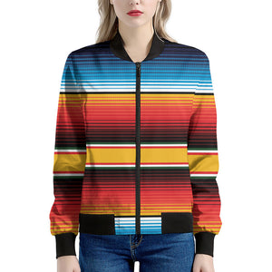 Ethnic Serape Blanket Pattern Print Women's Bomber Jacket