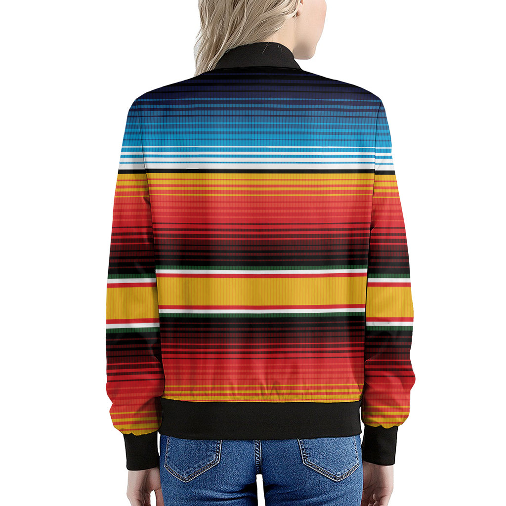 Ethnic Serape Blanket Pattern Print Women's Bomber Jacket