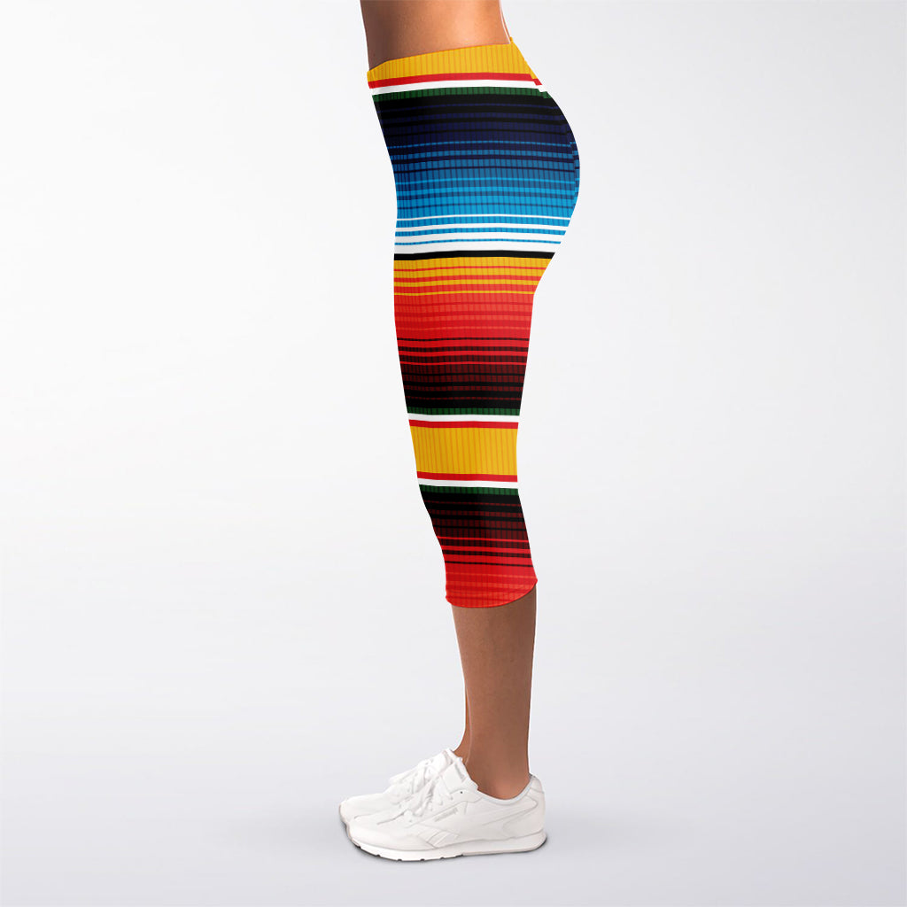 Ethnic Serape Blanket Pattern Print Women's Capri Leggings