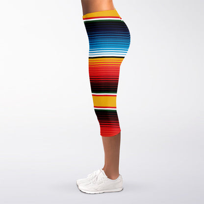 Ethnic Serape Blanket Pattern Print Women's Capri Leggings