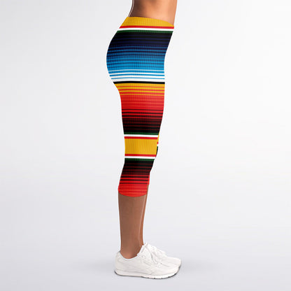 Ethnic Serape Blanket Pattern Print Women's Capri Leggings