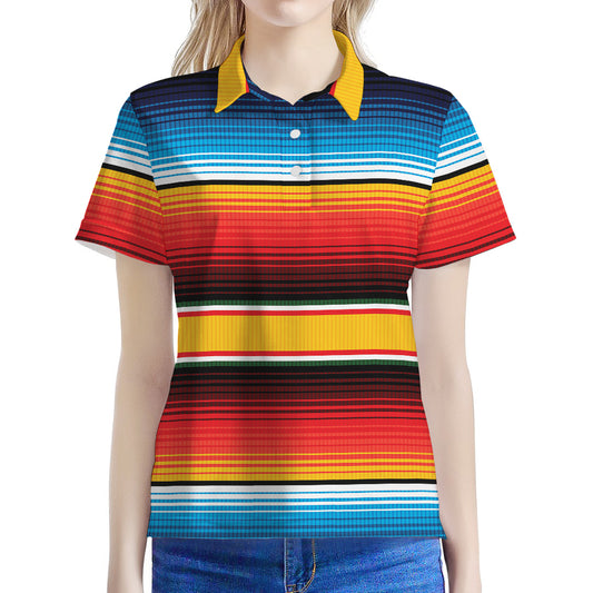 Ethnic Serape Blanket Pattern Print Women's Polo Shirt