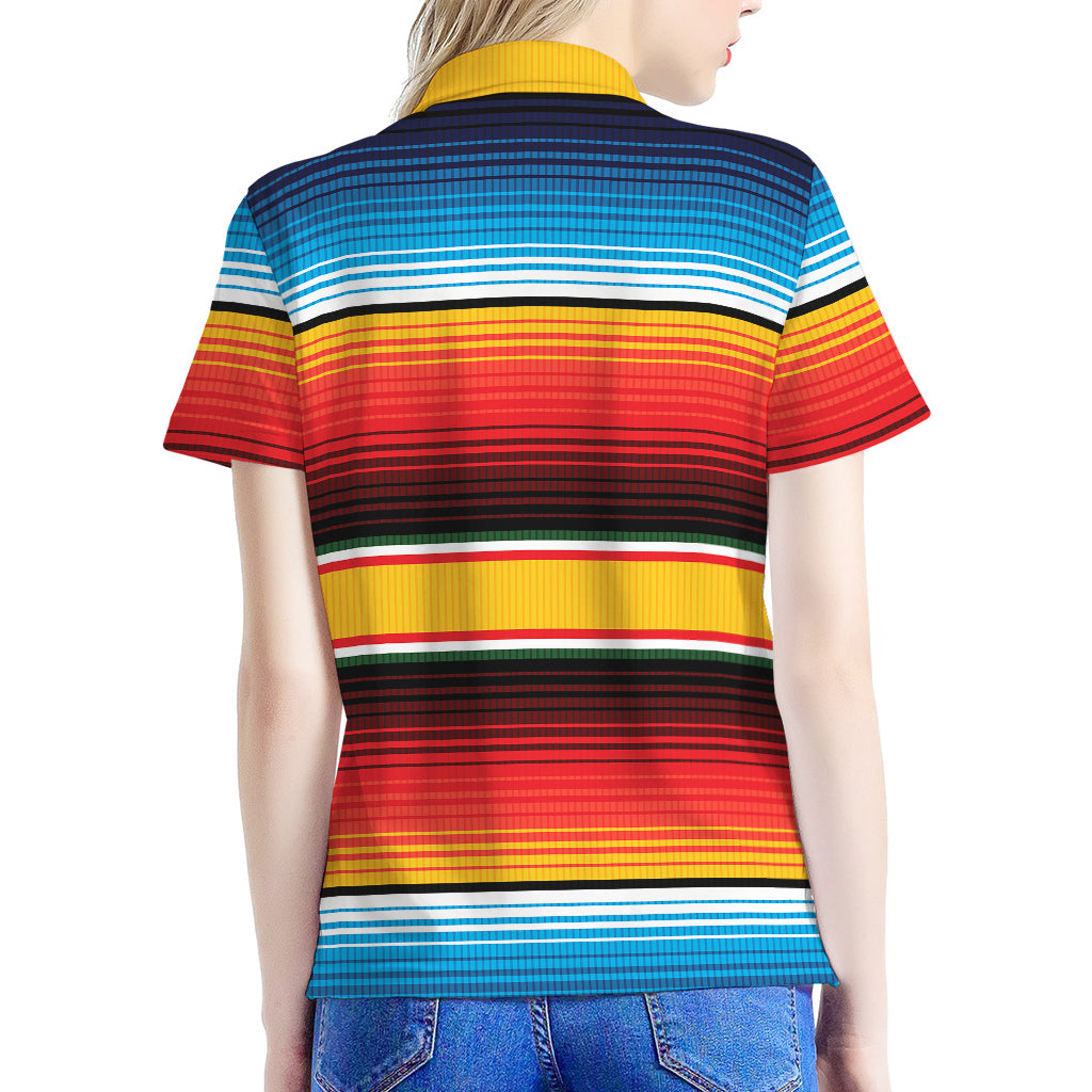 Ethnic Serape Blanket Pattern Print Women's Polo Shirt