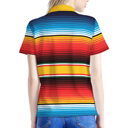Ethnic Serape Blanket Pattern Print Women's Polo Shirt