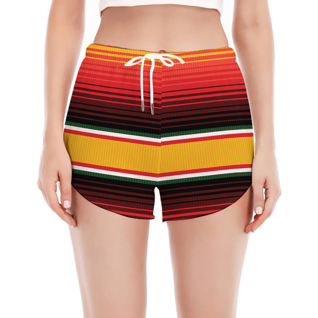 Ethnic Serape Blanket Pattern Print Women's Split Running Shorts