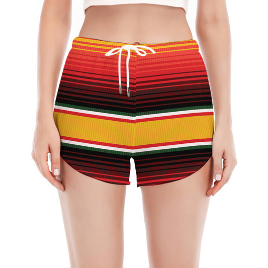 Ethnic Serape Blanket Pattern Print Women's Split Running Shorts