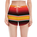 Ethnic Serape Blanket Pattern Print Women's Split Running Shorts