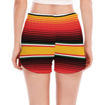 Ethnic Serape Blanket Pattern Print Women's Split Running Shorts