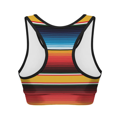 Ethnic Serape Blanket Pattern Print Women's Sports Bra
