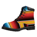Ethnic Serape Blanket Pattern Print Padded Collar Lace Up Boots