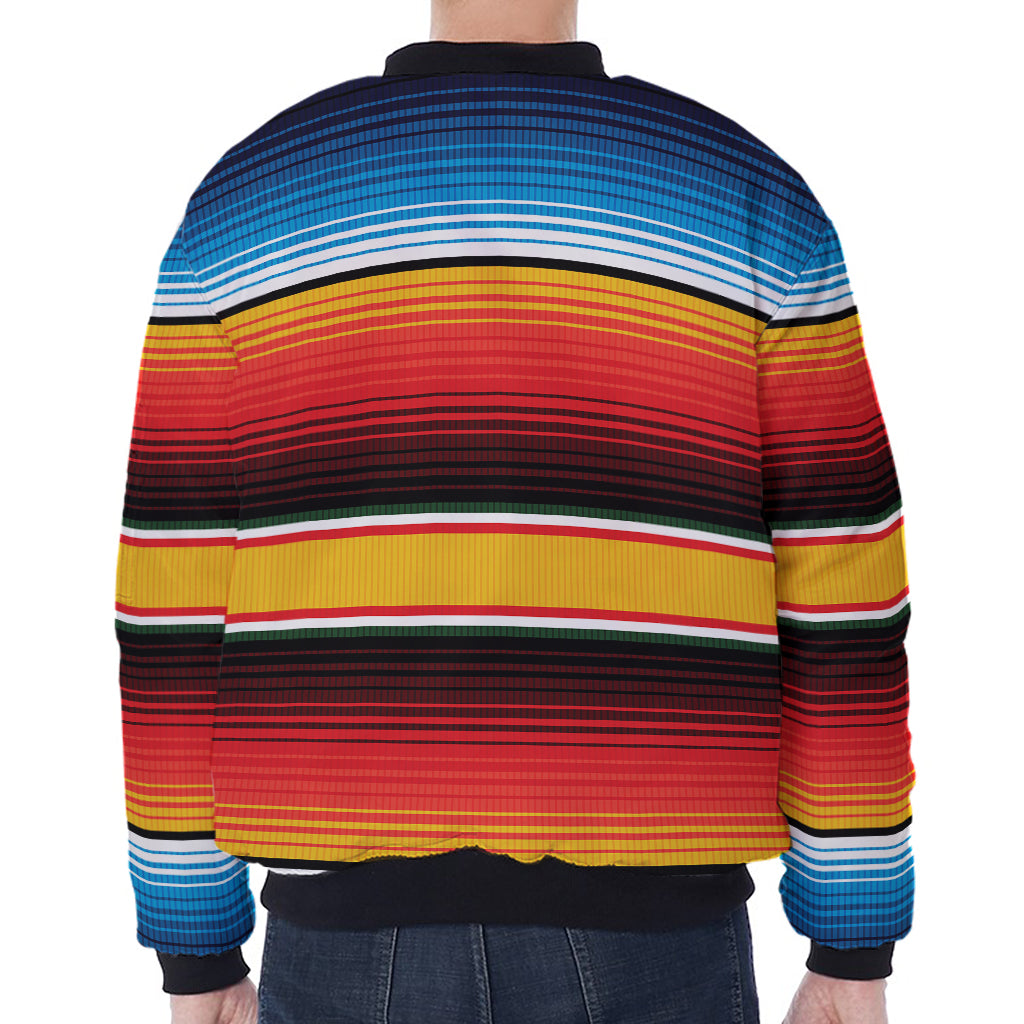 Ethnic Serape Blanket Pattern Print Zip Sleeve Bomber Jacket