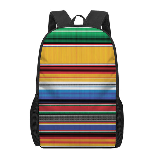 Ethnic Serape Blanket Stripe Print 17 Inch Backpack