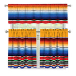 Ethnic Serape Blanket Stripe Print 3 Piece Kitchen Curtains