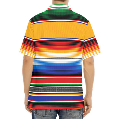 Ethnic Serape Blanket Stripe Print Aloha Shirt
