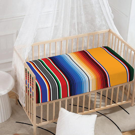 Ethnic Serape Blanket Stripe Print Baby Crib Sheet