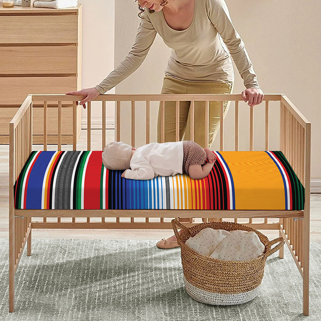 Ethnic Serape Blanket Stripe Print Baby Crib Sheet