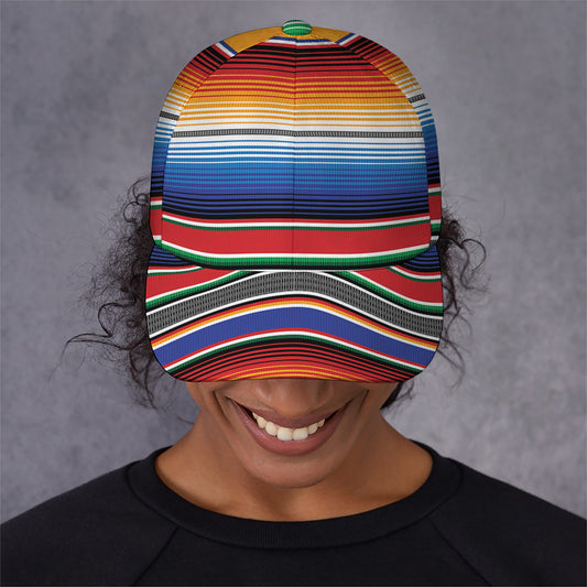 Ethnic Serape Blanket Stripe Print Baseball Cap