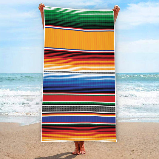 Ethnic Serape Blanket Stripe Print Beach Towel