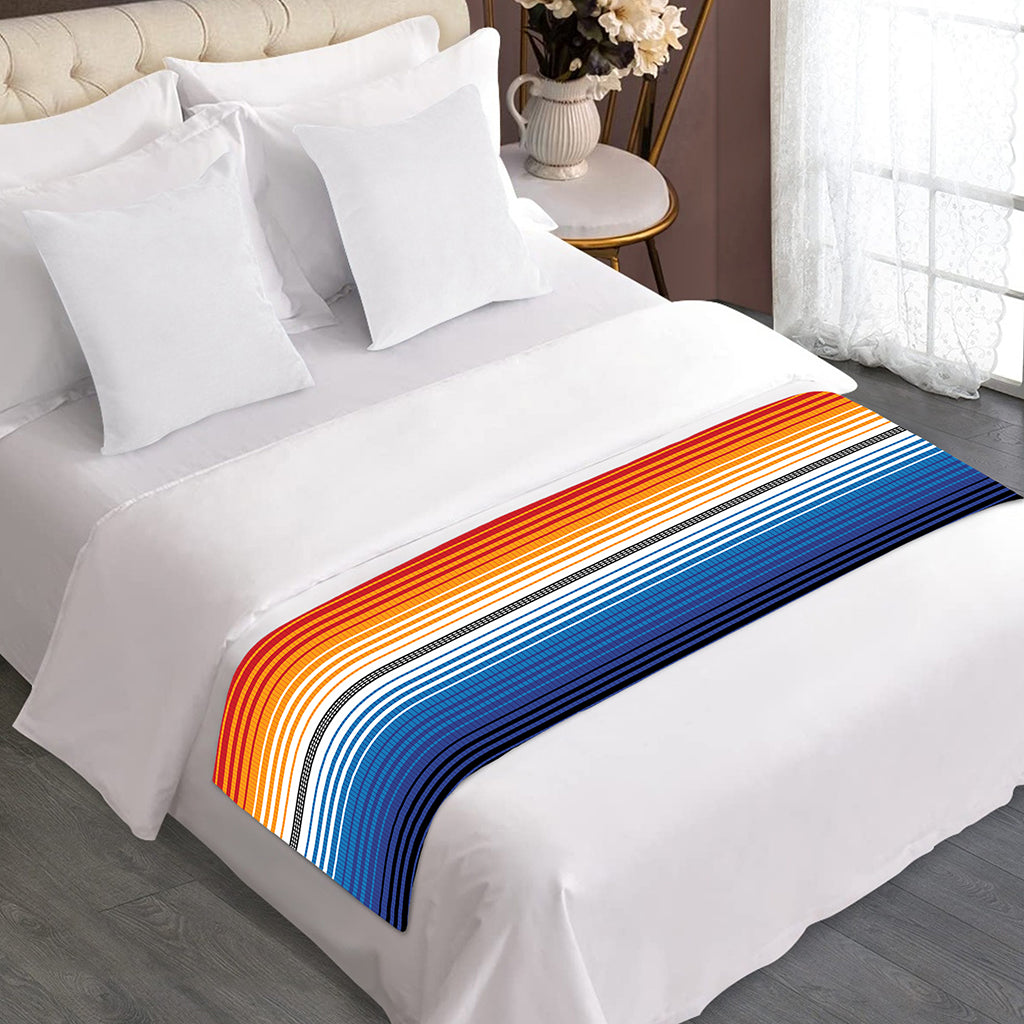 Ethnic Serape Blanket Stripe Print Bed Runner