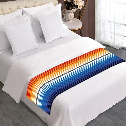 Ethnic Serape Blanket Stripe Print Bed Runner