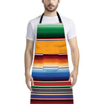 Ethnic Serape Blanket Stripe Print Bib Apron With Pocket