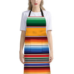 Ethnic Serape Blanket Stripe Print Bib Apron With Pocket