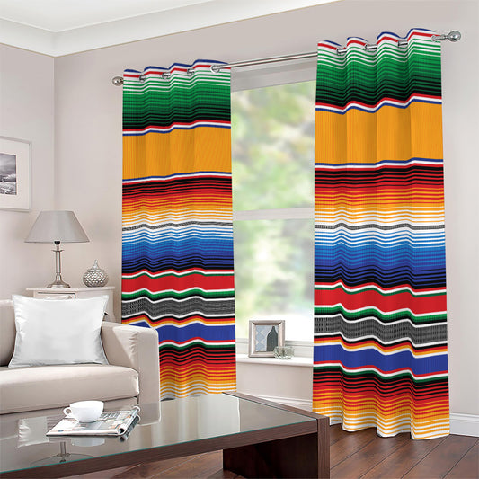 Ethnic Serape Blanket Stripe Print Blackout Grommet Curtains