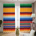 Ethnic Serape Blanket Stripe Print Dimout Pencil Pleat Curtains
