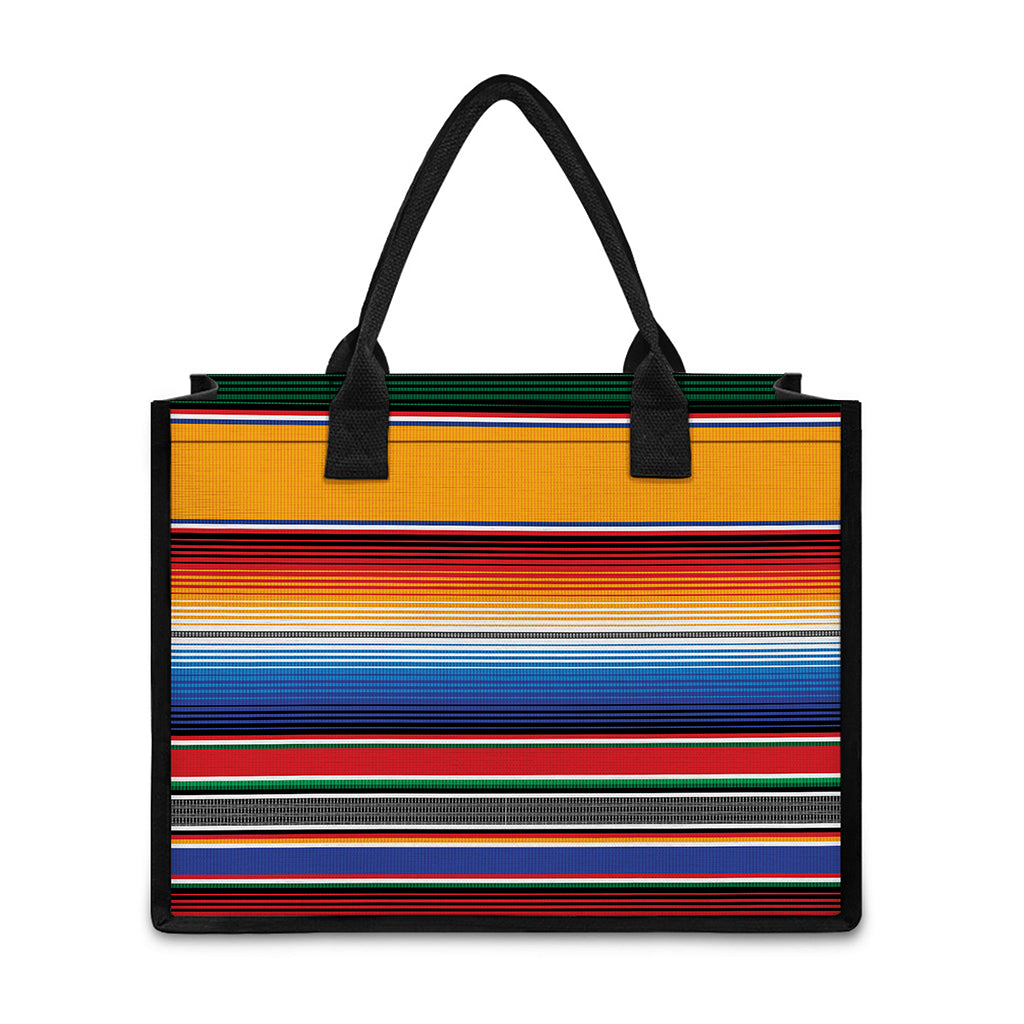 Ethnic Serape Blanket Stripe Print Canvas Tote Bag