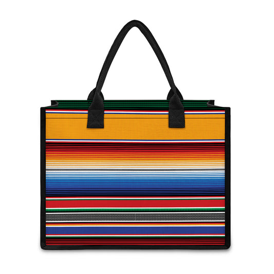 Ethnic Serape Blanket Stripe Print Canvas Tote Bag