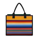 Ethnic Serape Blanket Stripe Print Canvas Tote Bag